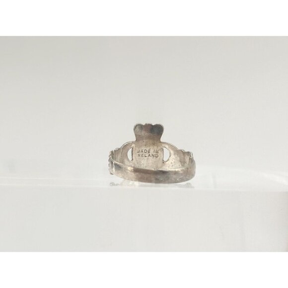 Irish Made Claddagh Heart & Crown Sterling Silver 925 Vintage Ring - sz 3 - Picture 4 of 13